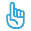 Icon erhobener Zeigefinger als Handmeldung